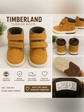 Timberland Toddler Wheat Nubuck Double Velcro Boots | Size 4 Toddler